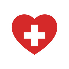 Obraz premium An illustration depicts a red heart with a white cross inside.