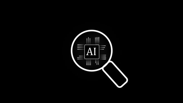 Ai tech search concept, businessman use magnifying glass focus to AI search engine bar for data search optimization by artificial intelligence technology.