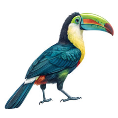 Fototapeta premium Colorful toucan bird with large beak isolated on transparent background