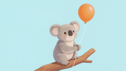 Cute koala with orange balloon © Sedna