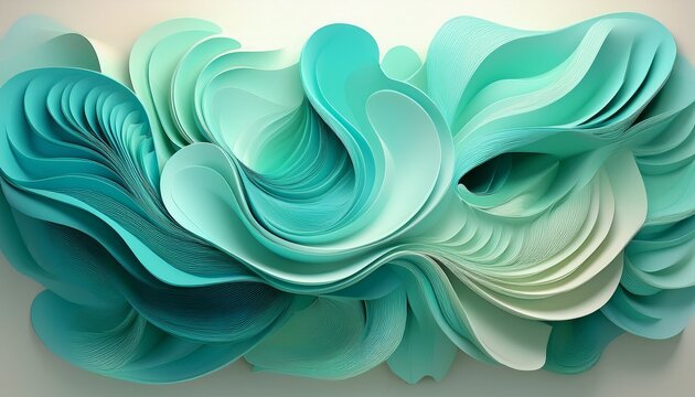 a poetic marriage of mint green and seafoam blue abstract shape generative ai