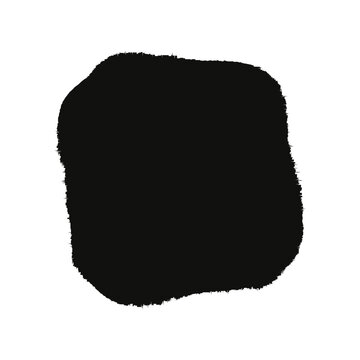 Black Grunge Square Textured Ink Blot Graphic Element with Distressed Edges