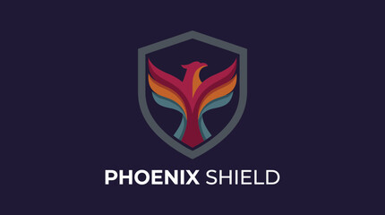 A striking logo featuring a phoenix within a shield design, symbolizing resilience, renewal, and strength, perfect for brands conveying power and transformation. © jim
