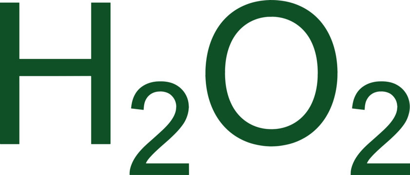  Hydrogen Peroxide H2O2 Chemical Formula Vector Icon in Dark Green for Science Education Medical Research Laboratory Supplies and Industrial Chemistry Applications