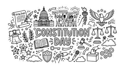 Naklejka premium Hand drawn doodle illustration celebrating national constitution day in america