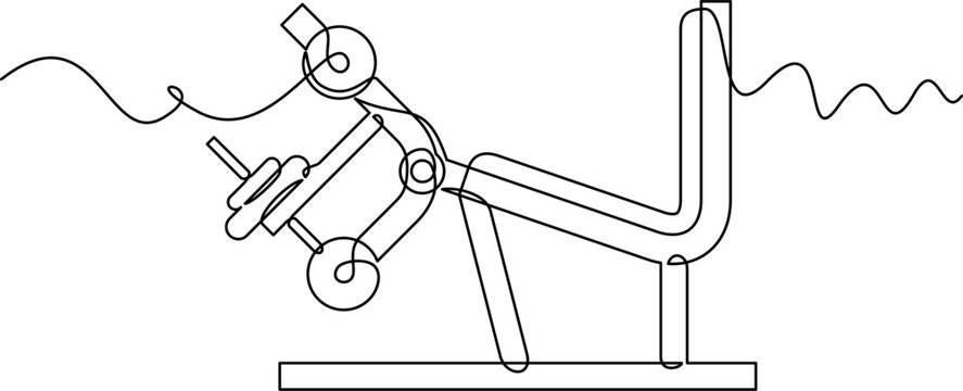 one line art Leg Extension Leg Curl machine vector illustration. line art, one continuous line, simple, hand drawn and sketch style. for icons, symbols, signs or logos. PNG