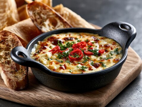 close up cheese queso dip in fine dining Mexican Restaurant with chips