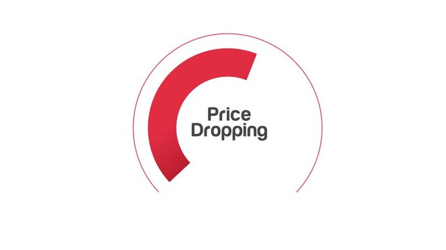 Price Decreasing, Price Drop, Cheap Circle in Red Gauge