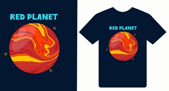 Red Planet Space T Shirt Design Galaxy Universe Graphic Print
