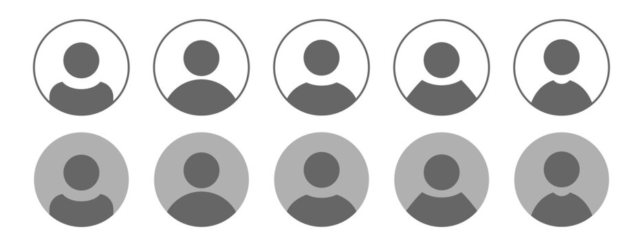 Set of placeholder headshot avatar, user profile vector icons
