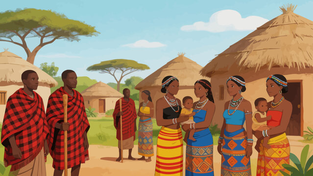African village scene with people