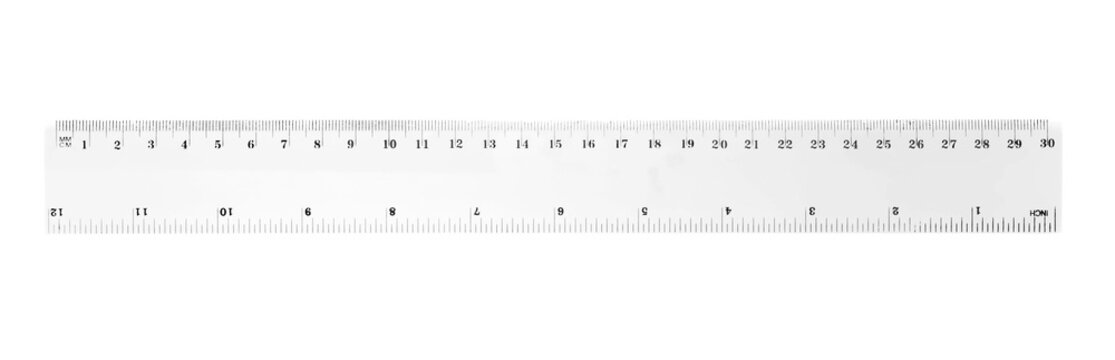 ruler plastic transparent isolated on white background, clipping path