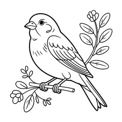Fototapeta premium Ki holo Common Nightingale in Forest Nature Scene Printable Coloring Sheet