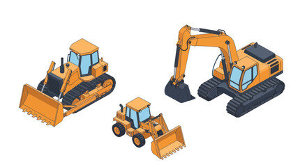 Yellow construction machines with tracks. © mila