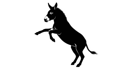 Fototapeta premium Black silhouette of a donkey jumping.