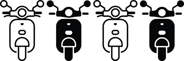 Four stylized scooters with different front designs in monochrome © MelonChandro