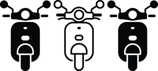 Three different styles of scooters depicted in a simple icon format © MelonChandro