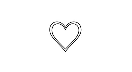 Fototapeta premium Black double outline heart symbol on white background