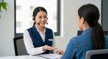 Obraz premium customer service representative talking to a customer in an office high quality