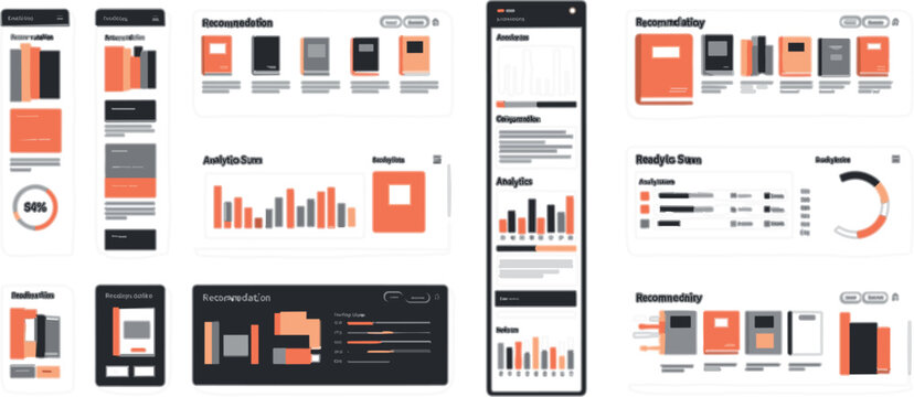 Dashboard UI Kit Illustration with Analytics Charts, Mobile App Screens, Data Visualization Panels, and Business Interface Vector Collection