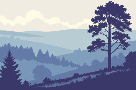 Belarus Landscape Travel Poster Gradient Sky Modern Vector Illustration