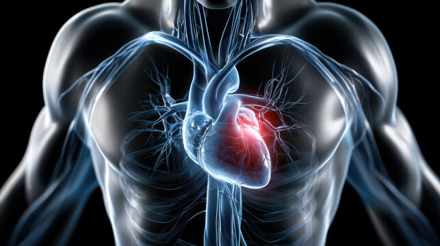 Human body male torso anatomy rib artery vein organ heart disease medical science blood vessel muscle skeleton chest cardiology circulation health healthcare hospital clinic doctor diagnosis