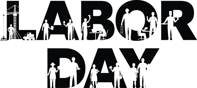 Labor day celebration with workers from various professions