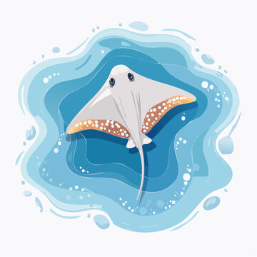 Ilustrasi ikan pari lucu