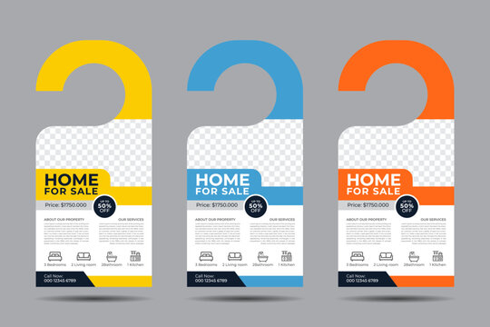 Home for Sale Door Hanger Template, Real Estate Agency