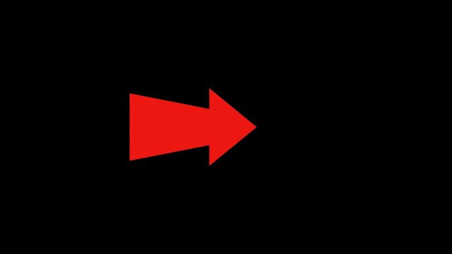 Right side Red arrow icon animation on Black Background Themes include direction, navigation, pointing symbols