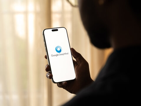 Google deepmind ai logo is displayed on the screen of a smartphone, in Bangalore, India, on May 11, 2026