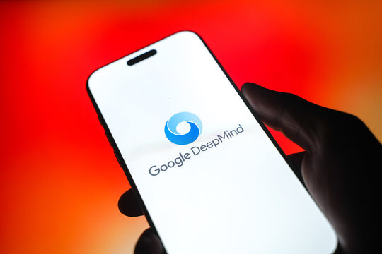 Google deepmind ai logo is displayed on the screen of a smartphone, in Bangalore, India, on May 11, 2026