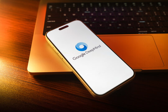 Google deepmind ai logo is displayed on the screen of a smartphone, in Bangalore, India, on May 11, 2026