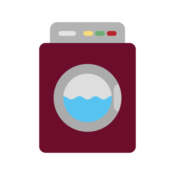 Washing machine appliance in flat style, home laundry device illustration isolated on white background.