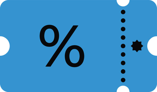 Blue discount percent off icon with star and dots