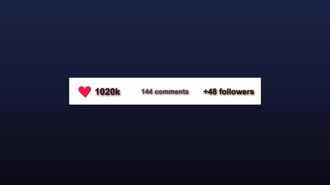 Social Media Engagement Counter Animation With Likes Comments And Followers