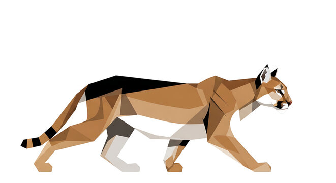 Low poly illustration of a mountain lion or cougar walking