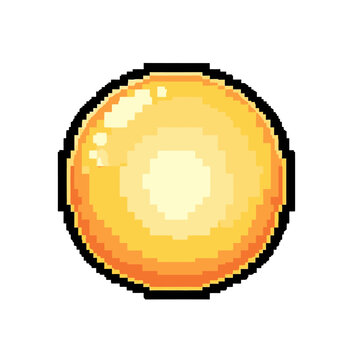 Pixelated golden orb with warm radiant glow and retro 8-bit digital art style for nostalgic visual experience