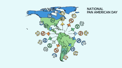 Naklejka premium Americas Map With Global Connections And Symbols