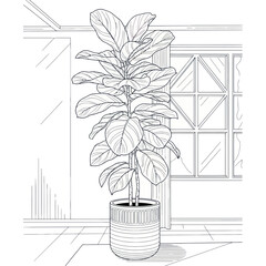 Large Potted Plant with Green Leaves. © rofik