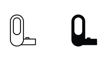 Modern handheld vacuum cleaner icon set in outline and solid black styles for home appliance and cleaning equipment design projects isolated on white background © Elevate