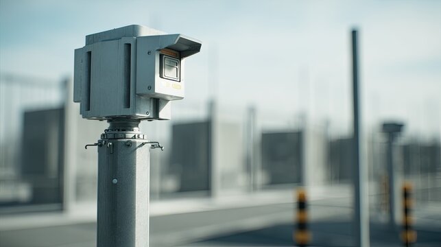 Security system camera using advanced technology for monitoring urban areas, ensuring public safety, and managing traffic with automated data collection