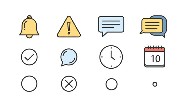 Collection of notification icons and symbols.