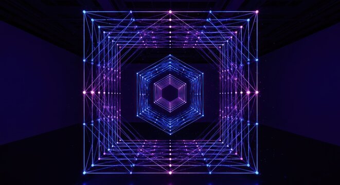 Geometric light tunnel with nested cubes