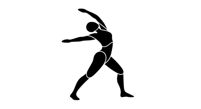 Silhouette of a woman in a graceful dancing pose, elegant movement, fitness icon