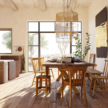 modern dining room 3d render