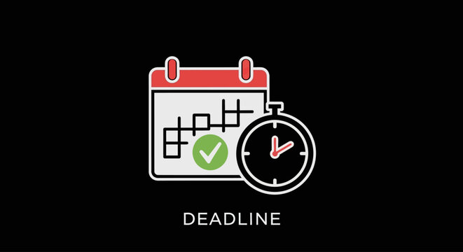 Deadline calendar and stopwatch icon.