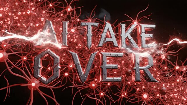 AI takeover neural network concept.