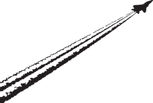  black and white design High flying jet aircraft leaving a contrail across the sky