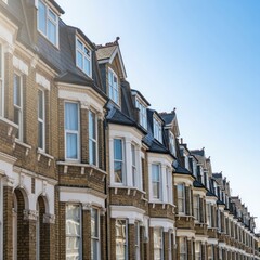 Fototapeta premium Row of brick houses with bay windows